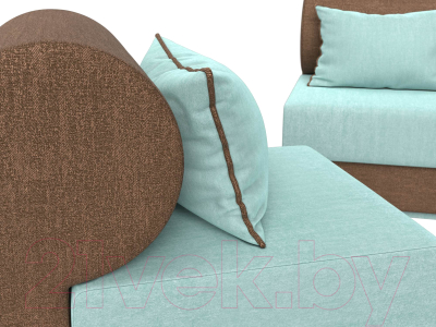 Комплект мягкой мебели Лига Диванов Кипр набор 1 (рогожка Berat ментоловый/рогожка Berat коричневый/подушка ментоловый)