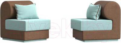 Комплект мягкой мебели Лига Диванов Кипр набор 1 (рогожка Berat ментоловый/рогожка Berat коричневый/подушка ментоловый)
