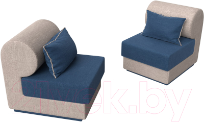 Комплект мягкой мебели Лига Диванов Кипр набор 1 (рогожка Berat синий/рогожка Berat бежевый/подушки синий)