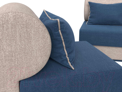 Комплект мягкой мебели Лига Диванов Кипр набор 1 (рогожка Berat синий/рогожка Berat бежевый/подушки синий)