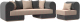 Комплект мягкой мебели Лига Диванов Кипр набор 2 (велюр бежевый/велюр серый/подушка велюр бежевый/кант серый) - 