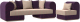 Комплект мягкой мебели Лига Диванов Кипр набор 2 (велюр бежевый/велюр фиолетовый/подушка велюр бежевый/кант фиолетовый) - 