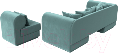 Комплект мягкой мебели Лига Диванов Кипр набор 2 (велюр бирюзовый)