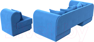 Комплект мягкой мебели Лига Диванов Кипр набор 2 (велюр голубой)