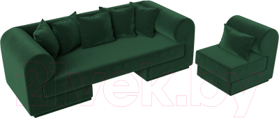 Комплект мягкой мебели Лига Диванов Кипр набор 2 (велюр зеленый)
