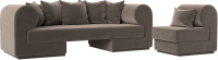 Комплект мягкой мебели Лига Диванов Кипр набор 2 (велюр коричневый) - 