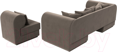 Комплект мягкой мебели Лига Диванов Кипр набор 2 (велюр коричневый)