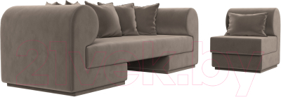 Комплект мягкой мебели Лига Диванов Кипр набор 2 (велюр коричневый)