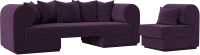 Комплект мягкой мебели Лига Диванов Кипр набор 2 (велюр фиолетовый) - 