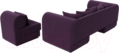 Комплект мягкой мебели Лига Диванов Кипр набор 2 (велюр фиолетовый)