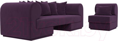 Комплект мягкой мебели Лига Диванов Кипр набор 2 (велюр фиолетовый)