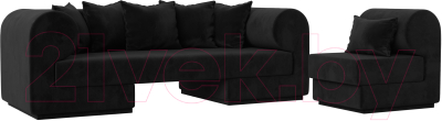 Комплект мягкой мебели Лига Диванов Кипр набор 2 (велюр черный)