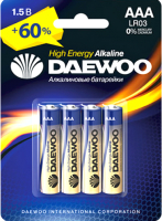 Комплект батареек Daewoo LR03 BL-4 High Energy Alkaline (4шт) - 