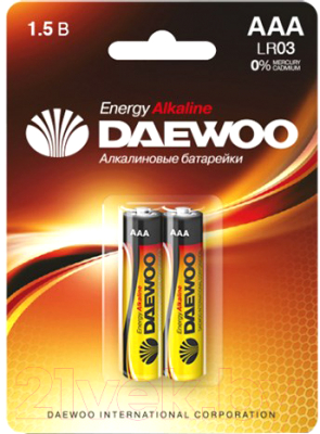 Комплект батареек Daewoo LR03 BL-2 Energy Alkaline (2шт)