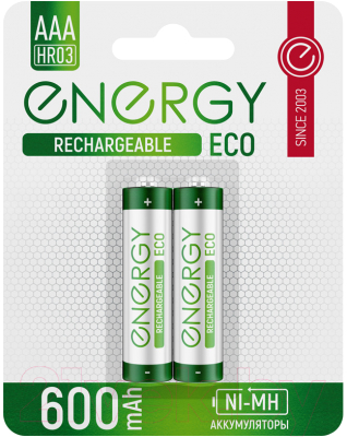 Изображение товара Комплект аккумуляторов Energy Eco NIMH-600-HR03/2B АAА / 104986