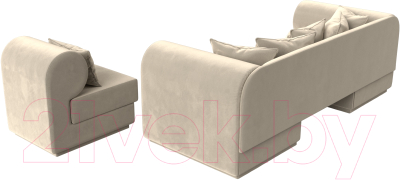Комплект мягкой мебели Лига Диванов Кипр набор 2 (микровельвет бежевый)