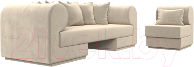Комплект мягкой мебели Лига Диванов Кипр набор 2 (микровельвет бежевый)
