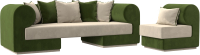 Комплект мягкой мебели Лига Диванов Кипр набор 2 (микровельвет бежевый/микровельвет зеленый/подушка микровельвет бежевый) - 