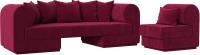 Комплект мягкой мебели Лига Диванов Кипр набор 2 (микровельвет бордовый) - 