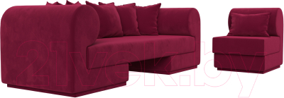 Комплект мягкой мебели Лига Диванов Кипр набор 2 (микровельвет бордовый)