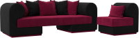 Комплект мягкой мебели Лига Диванов Кипр набор 2 (микровельвет бордо/микровельвет черный/подушка микровельвет бордо) - 
