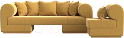 Комплект мягкой мебели Лига Диванов Кипр набор 2 (микровельвет желтый)