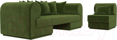 Комплект мягкой мебели Лига Диванов Кипр набор 2 (микровельвет зеленый)