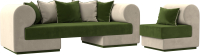 Комплект мягкой мебели Лига Диванов Кипр набор 2 (микровельвет зеленый/микровельвет бежевый/подушка микровельвет зеленый) - 