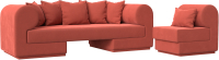 Комплект мягкой мебели Лига Диванов Кипр набор 2 (микровельвет коралловый) - 