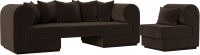 Комплект мягкой мебели Лига Диванов Кипр набор 2 (микровельвет коричневый) - 
