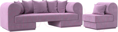 Комплект мягкой мебели Лига Диванов Кипр набор 2 (микровельвет сиреневый)