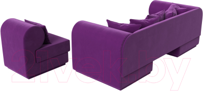 Комплект мягкой мебели Лига Диванов Кипр набор 2 (микровельвет фиолетовый)