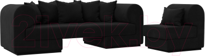 Комплект мягкой мебели Лига Диванов Кипр набор 2 (микровельвет черный)