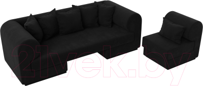 Комплект мягкой мебели Лига Диванов Кипр набор 2 (микровельвет черный)