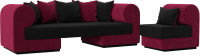 Комплект мягкой мебели Лига Диванов Кипр набор 2 (микровельвет черный/микровельвет бордовый/подушка микровельвет черный) - 