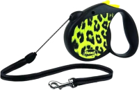 Поводок-рулетка Flexi Safari Cord / 021910  (S, 5м, трос желтый леопард) - 