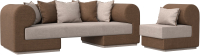 Комплект мягкой мебели Лига Диванов Кипр набор 2 (рогожка Berat бежевый/рогожка Berat коричневый/подушка бежевый) - 