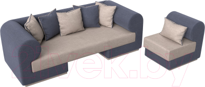 Комплект мягкой мебели Лига Диванов Кипр набор 2 (рогожка Berat бежевый/рогожка Berat серая/подушка бежевый)