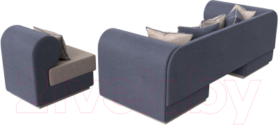 Комплект мягкой мебели Лига Диванов Кипр набор 2 (рогожка Berat бежевый/рогожка Berat серая/подушка бежевый)