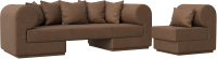 Комплект мягкой мебели Лига Диванов Кипр набор 2 (рогожка Berat коричневая) - 
