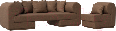 Комплект мягкой мебели Лига Диванов Кипр набор 2 (рогожка Berat коричневая)