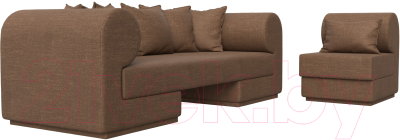 Комплект мягкой мебели Лига Диванов Кипр набор 2 (рогожка Berat коричневая)