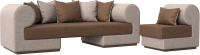 Комплект мягкой мебели Лига Диванов Кипр набор 2 (рогожка Berat коричневый/рогожка Berat бежевый/подушка коричневый) - 