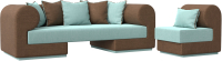 Комплект мягкой мебели Лига Диванов Кипр набор 2 (рогожка Berat ментоловый/рогожка Berat коричневый/подушки ментоловый) - 