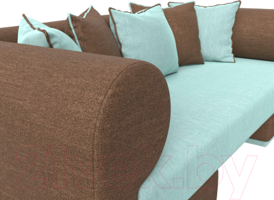 Комплект мягкой мебели Лига Диванов Кипр набор 2 (рогожка Berat ментоловый/рогожка Berat коричневый/подушки ментоловый)