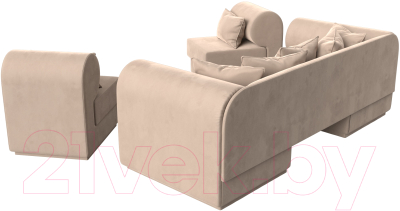 Комплект мягкой мебели Лига Диванов Кипр набор 3 (велюр бежевый)