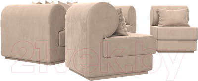 Комплект мягкой мебели Лига Диванов Кипр набор 3 (велюр бежевый)