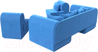 Комплект мягкой мебели Лига Диванов Кипр набор 3 (велюр голубой)