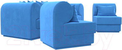 Комплект мягкой мебели Лига Диванов Кипр набор 3 (велюр голубой)