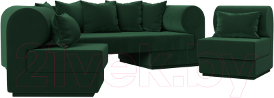 Комплект мягкой мебели Лига Диванов Кипр набор 3 (велюр зеленый)